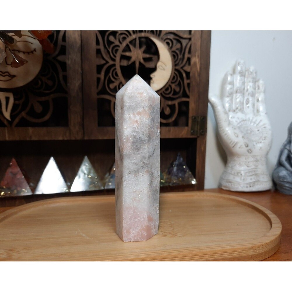 UV Reactive Pink Opal Quartz Crystal Tower